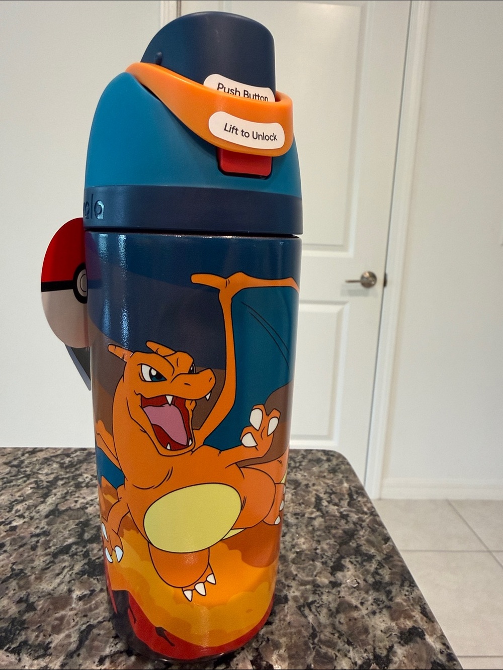 Kids Charizard Stainless Steel Water Bottle - Orange & Blue